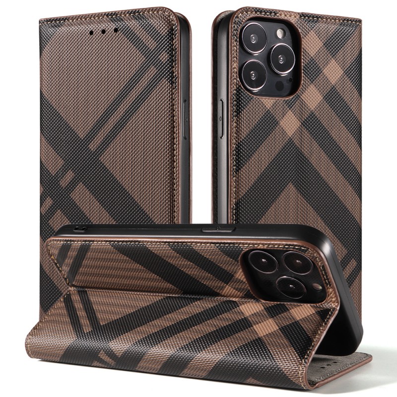 Plaid Flip Cover Leather Phone Case